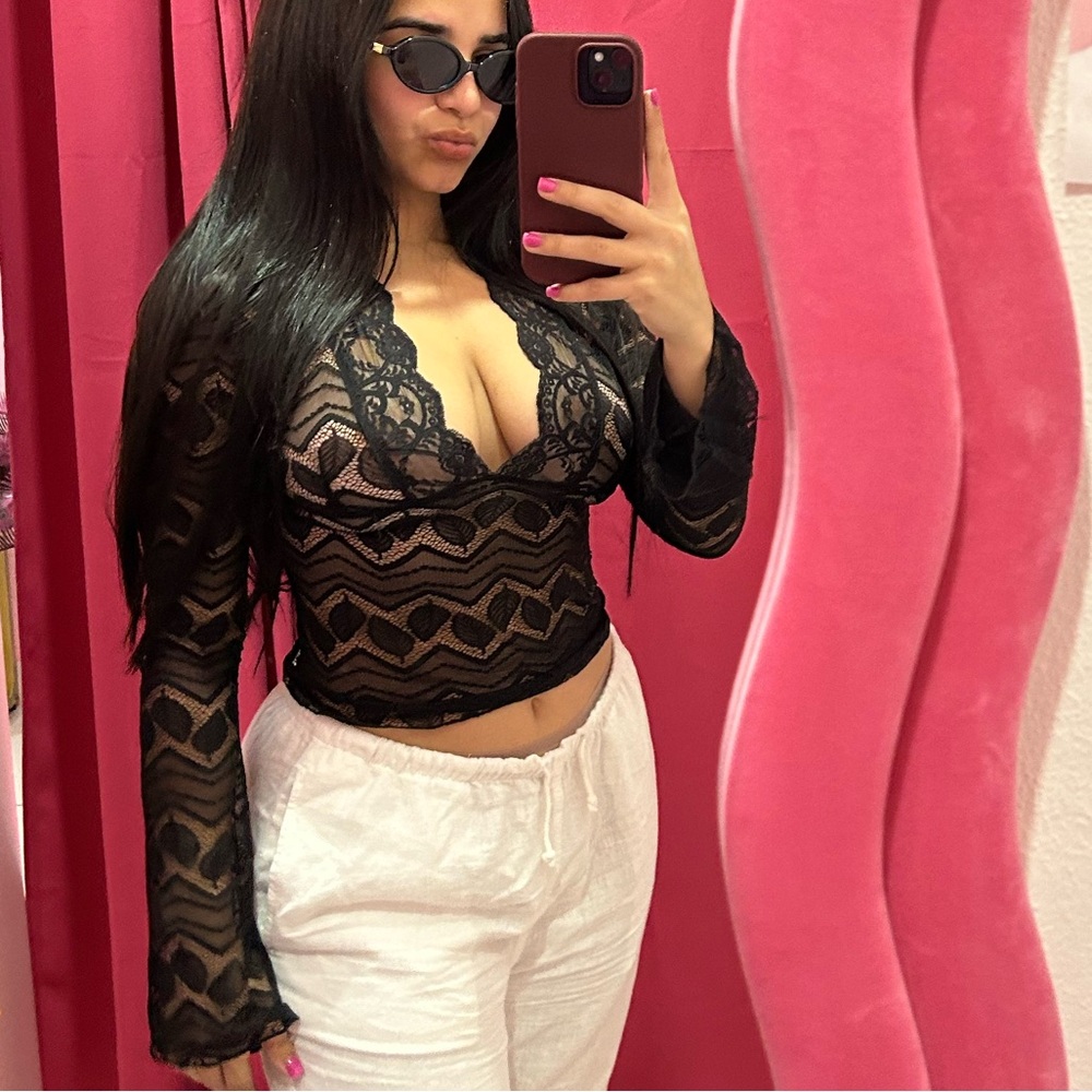 Elegant Black Lace Women Top